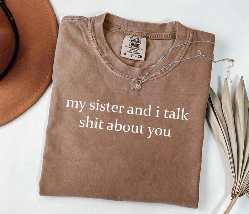 My Sister And I Talk Shjt About You Shirt, Funny Sister Tshirt, Sarcastic Sister Matching Tee, Sister Humor Gift From Sis, Trendy Graphic Tee