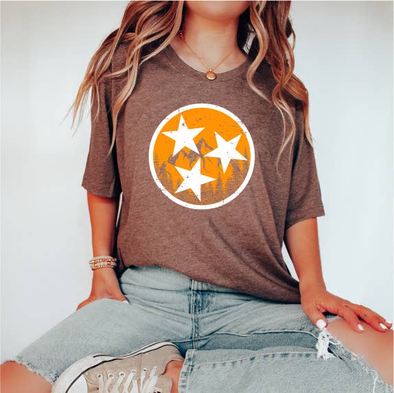 Tennessee Mountains Tee, Heather Brown Tshirt