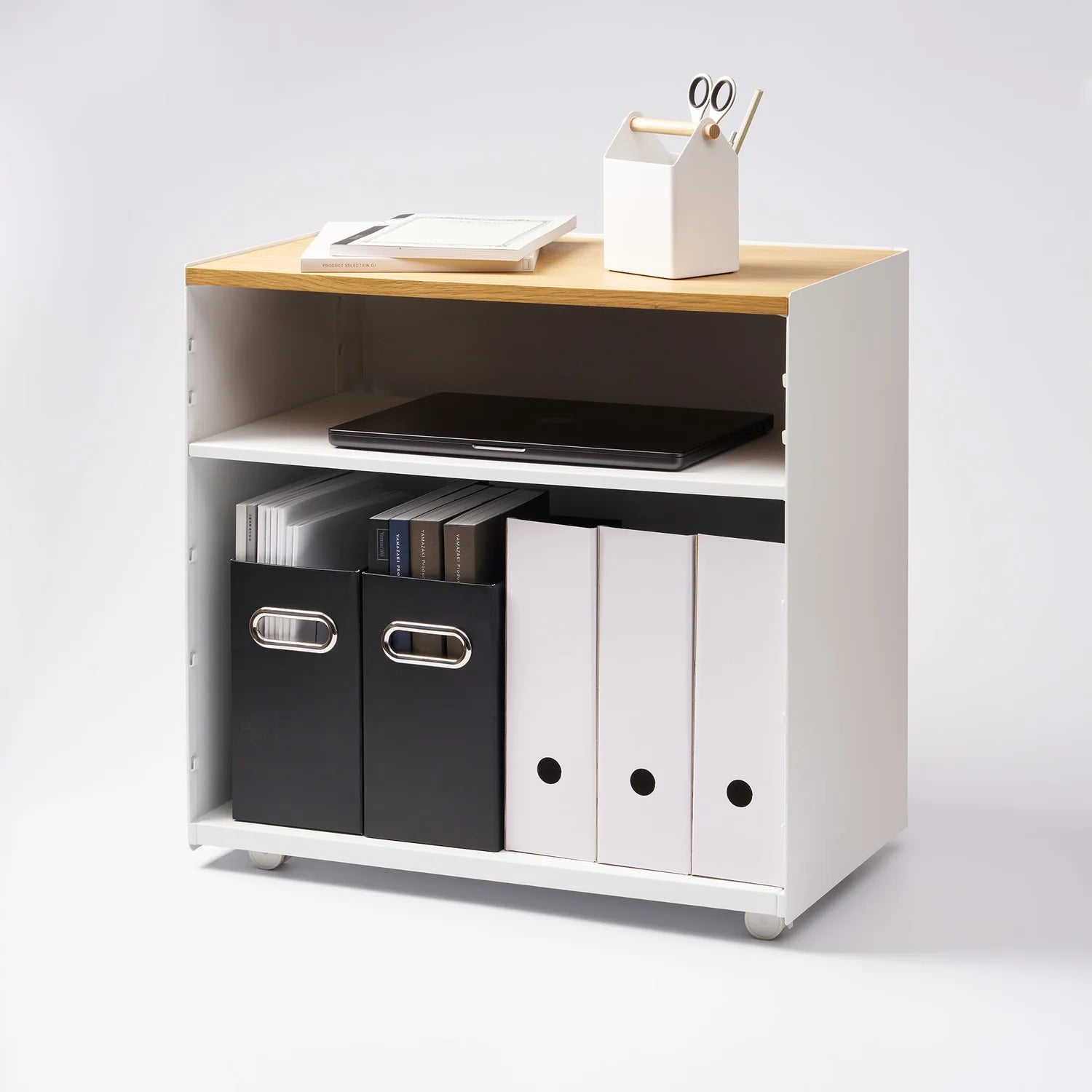 Mobile Hideaway Storage Cart (23" H) - Steel + Wood