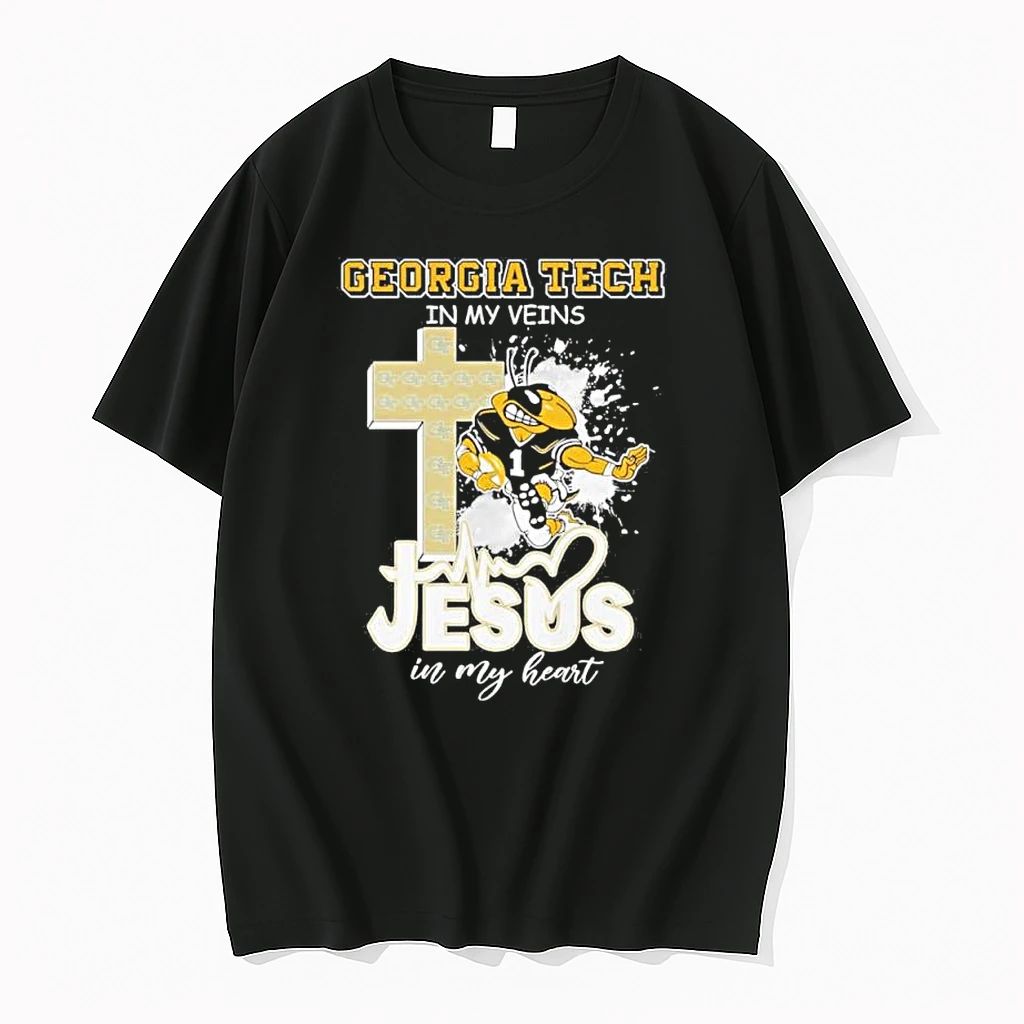 Georgia Tech Football Mascot In My Veins Jesus In My Heart Tshirts Sweater Unisex T-shirt, Sweatshirt, Hoodie, Long Sleeve Tee